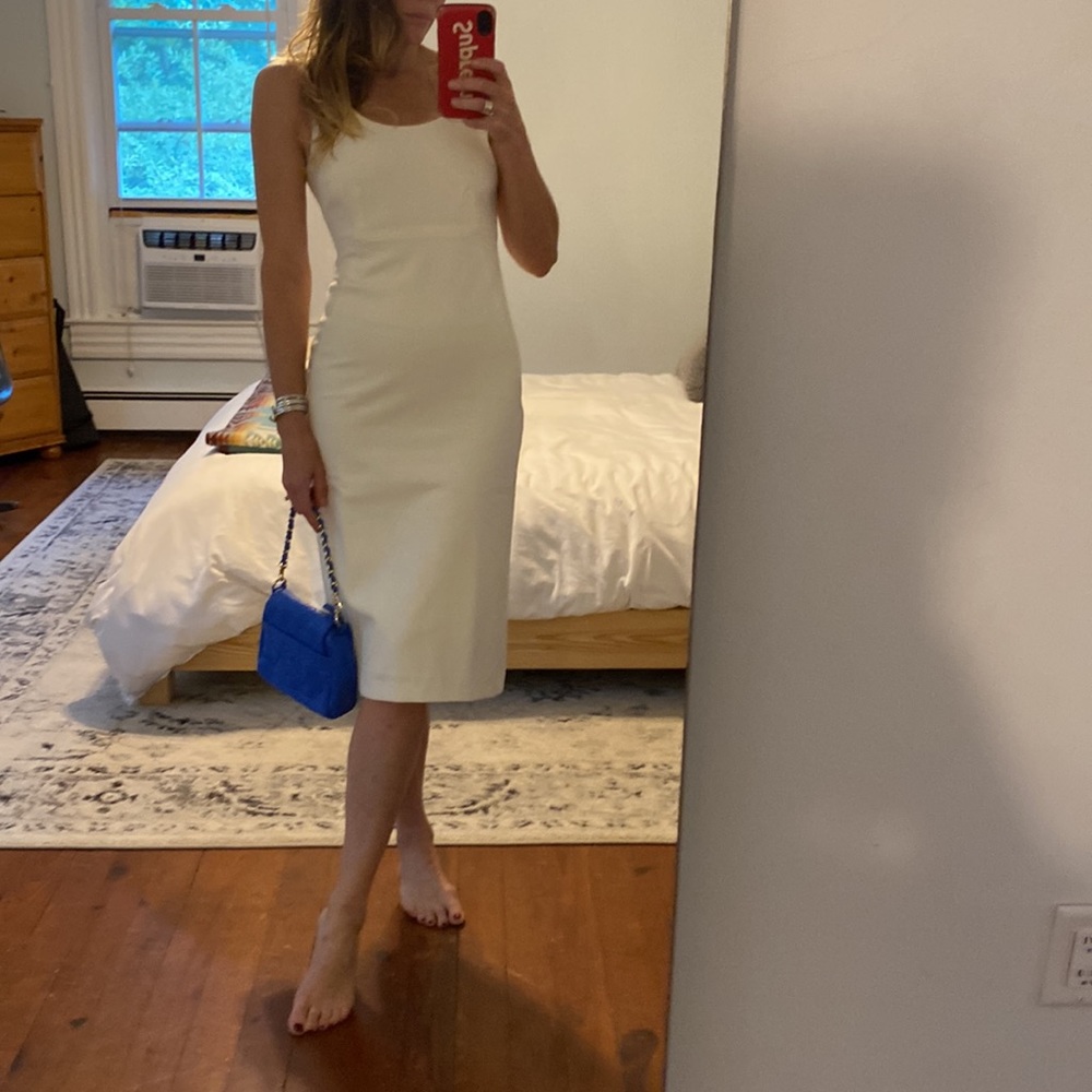 Club Monaco Button Back Vent Dress in White